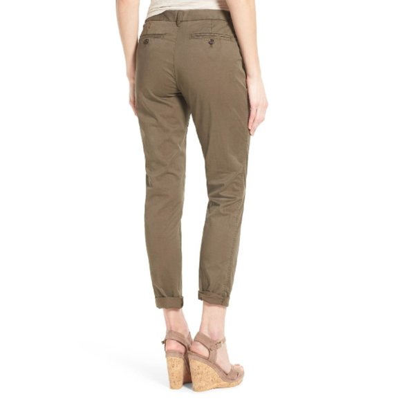 Caslon Nordstrom Olive Green Chino Ankle Pants - Picture 4 of 8